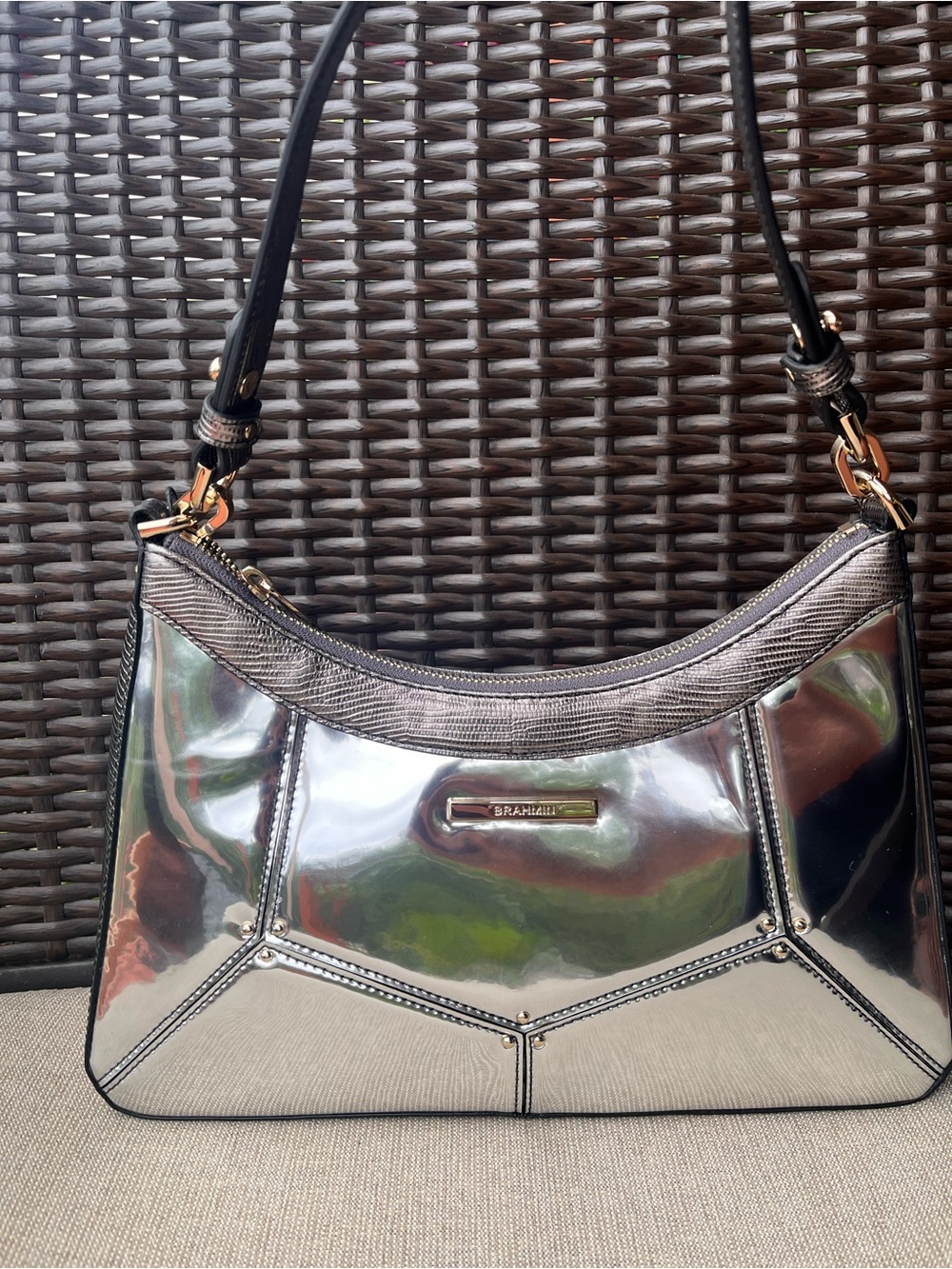 NWT Brahmin ESME in CHROME TAMAR Shoulder Bag